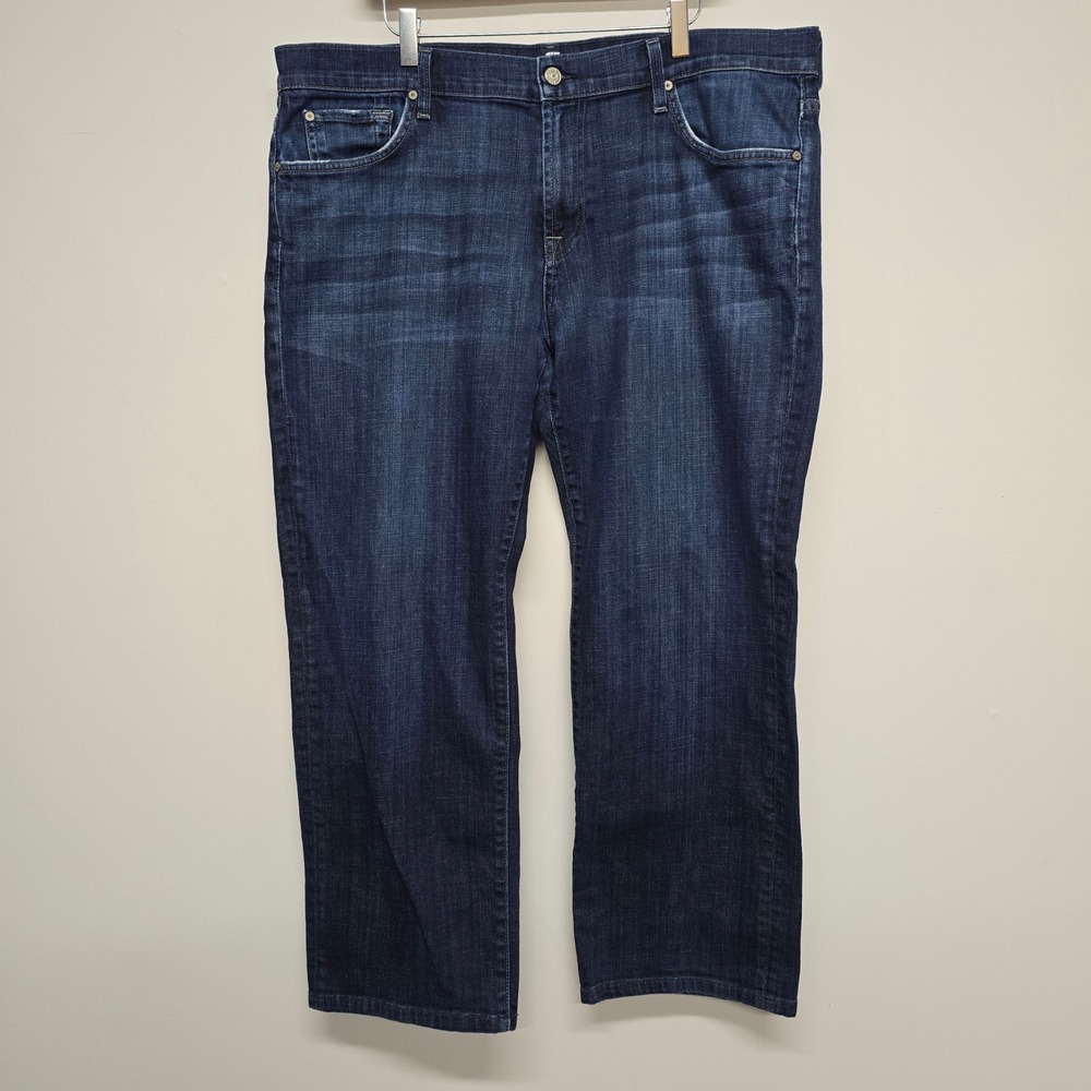 7 For All Mankind Austyn Jeans Mens 40x28‎ Blue Dark Wash Relaxed Straight USA